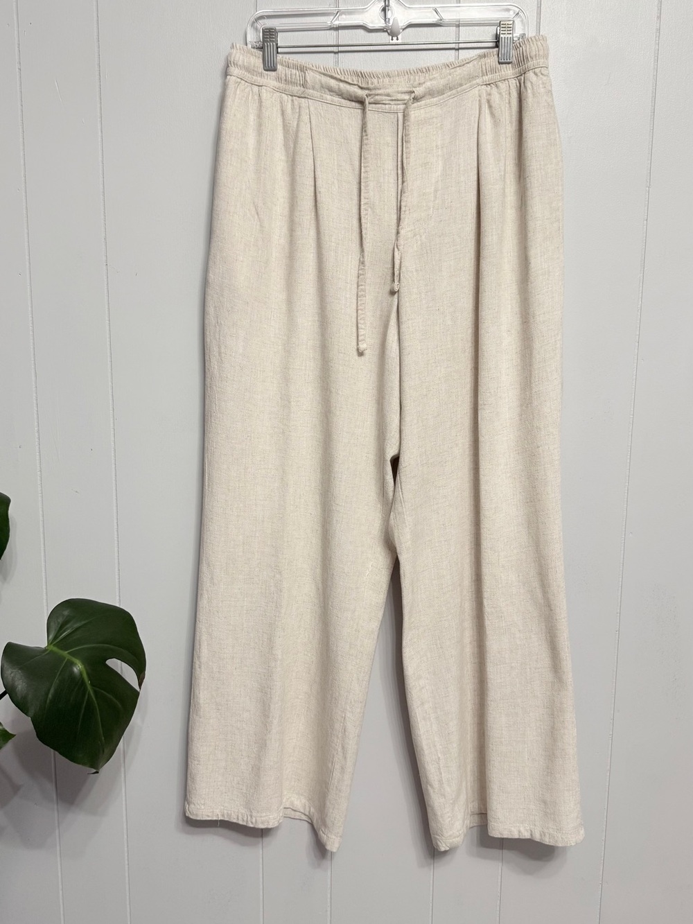 BoohooMan Relaxed Wide-Leg Drawstring   Linen Pants